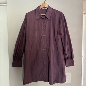 Back Beat co Puff Sleeve shirt/ Dress in Purple/Plum